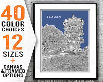 Baltimore Skyline Poster Art Print Maryland MD Jefferson Park Pagoda Item T3079