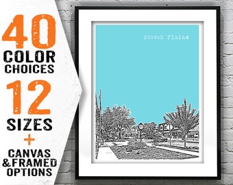 Scotch Plains New Jersey Poster Print Art NJ Skyline Item T2291