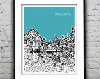 Bangkok Thailand Skyline Poster Art Print   Bhumibol Bridge Item T4310