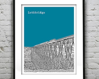 Lethbridge Alberta Canada Poster Print City Skyline Art Print AB Version 2