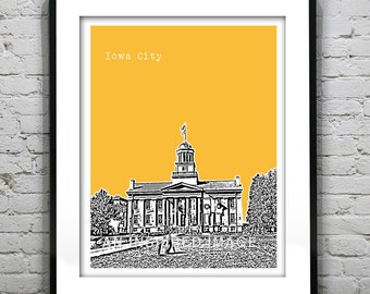 Iowa City Poster Art Skyline Print Iowa IA Item T4589