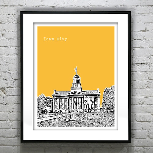 Iowa City Iowa Art Print Skyline Poster Iowa City Poster Etsy