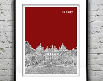 Albany New York Poster Print Art Skyline  NY State Capitol Building Item T3059