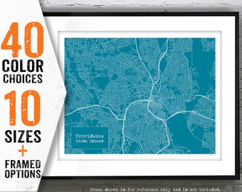 Providence Rhode Island Blueprint Map Poster Art Print Item T5205