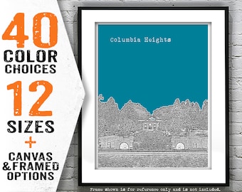 Columbia Heights Washington DC Poster Art Skyline Print Meridian Hill Park Item T4576