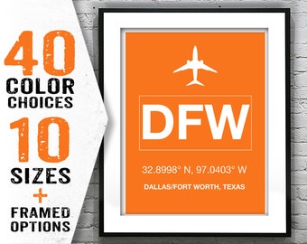 DFW Dallas Fort Worth International Airport Aviation Poster Art Print Texas Item T1984
