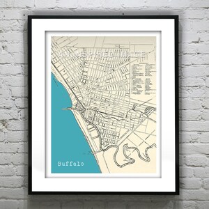 Buffalo New York Poster Art Print Old Vintage Map