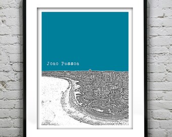 Joao Pessona Brazil Skyline Poster Art Print South America