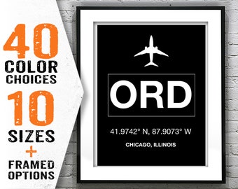ORD O'Hare Chicago International Airport Aviation Poster Art Print Illinois Item T1972