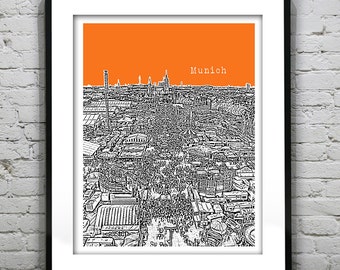 Munich Germany Poster Art Skyline Print Europe Oktoberfest Item T4547