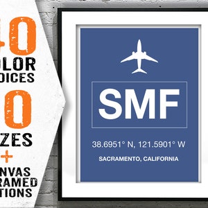 SMF Sacramento International Airport Aviation Poster Art Print California Item T2624