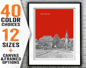 Norwich Connecticut Poster Print Art Skyline CT Item T4918
