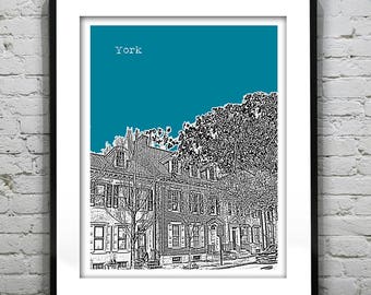 York Pennsylvania Poster Art Skyline Print PA Version 1