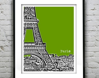 Paris France Poster City Skyline Art Print Eiffel Tower Close Up Item T1024