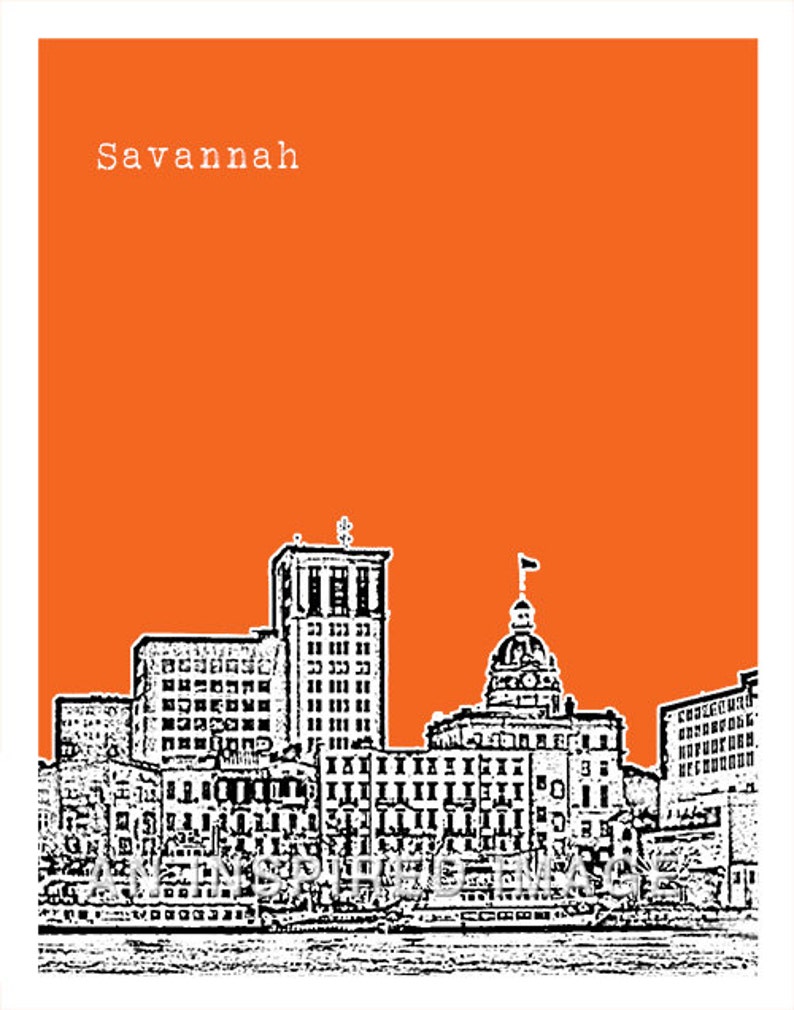 Savannah Georgia Skyline Poster Art Print GA Item T2447 | Etsy
