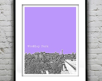 Woodley Park Washington DC Skyline Poster Art Print  Item T1317