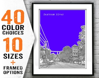 Saxtons River Vermont Skyline Poster Art Print VT Item T1529