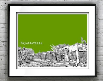 Fayetteville Arkansas Poster Art Print Skyline AK Item T4908