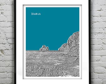 Masua Sardinia Italy Poster Art Print City Skyline
