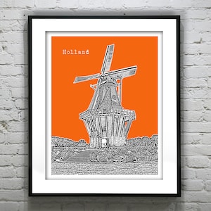 Holland Skyline Poster Art City Print Michigan MI Version 3