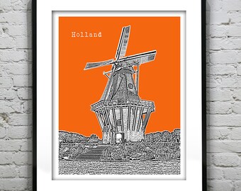 Holland Skyline Poster Art City Print Michigan MI Version 3