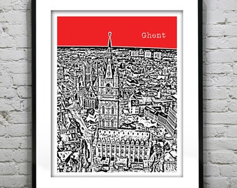 Ghent  Belgium Poster Art Print Skyline Item T2403