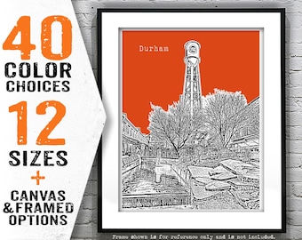Durham North Carolina Poster Art Print City Skyline NC Item T5232