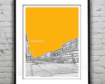 Laramie Wyoming Skyline Poster Print Art Version 3