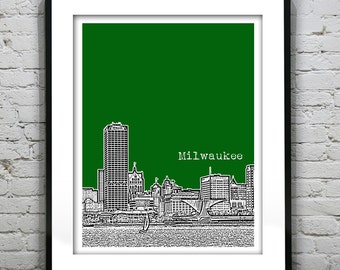 Milwaukee Wisconsin Poster Print Art City Skyline WI Item T4322