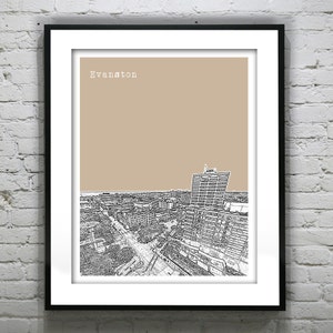Evanston Illinois Poster Print City Skyline Art  IL Item T4347