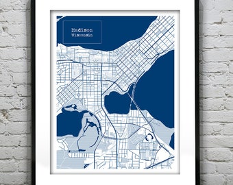 Madison Wisconsin WI Blueprint Map Poster Art Print - Several Sizes Available Item T1070