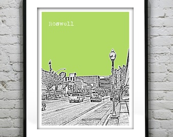Roswell New Mexico Skyline Art Print Poster