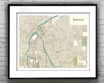 Denver Colorado Poster Art Print Old Vintage Map CO Item T1252