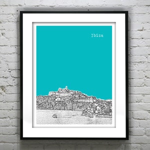 Ibiza Skyline Art Print Poster Spain Version 1