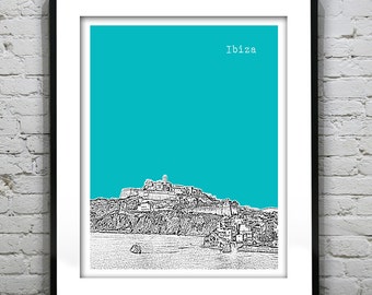 Ibiza Skyline Art Print Poster Spain Version 1