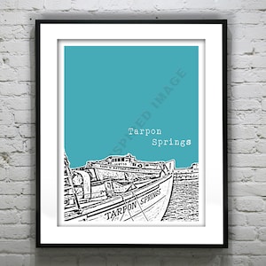 Tarpon Springs Skyline Poster Art Print Florida FL Version 2