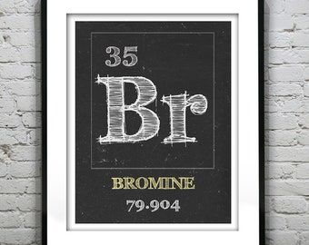 Periodic Table Bromine Poster Art Print Periodic Table of Elements Br 35