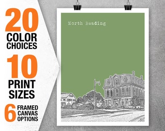 North Reading Massachusetts Skyline Poster Art Print MA T5407