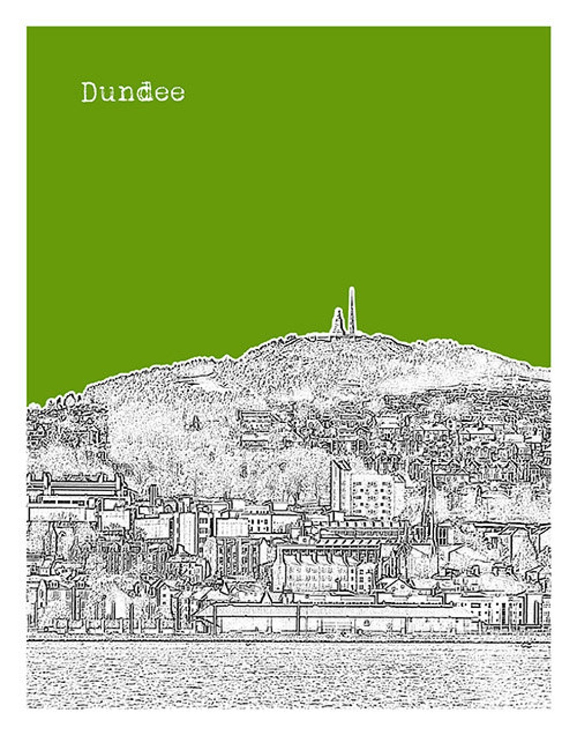 Dundee Skyline Poster Scotland Print Art United Kingdom Etsy