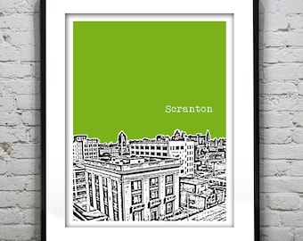 Scranton Poster Print Art Pennsylvania Skyline  Downtown Item T2871