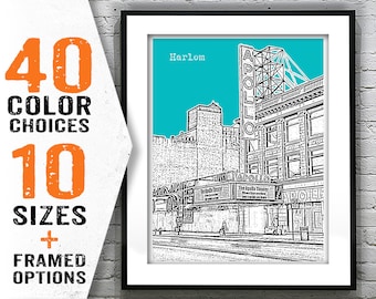 Harlem New York City Skyline Poster Art Print NYC Apollo Theater Item T1922
