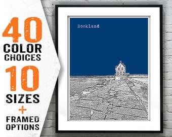 Rockland Maine Skyline Art Print Poster Item T1456