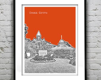 Ocean Grove Skyline Poster Art Print New Jersey NJ Item T1057