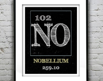 Periodic Table Nobellium Poster Art Print Periodic Table of Elements No 102