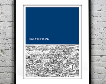 Chestertown Skyline Print Print Maryland MD Item T4336