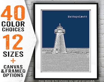Mattapoisett Massachusetts Skyline Poster Art Print Lighthouse MA Item T4658