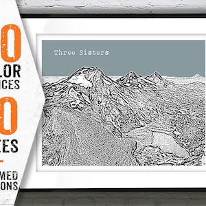 Three Sisters Oregon Skyline Poster Art Print Item T4455
