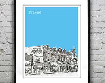 Friend Nebraska Skyline Poster Art Print Downtown NB Version 1