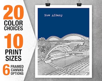 New Albany Indiana Poster Art Skyline Print IN Item T5514