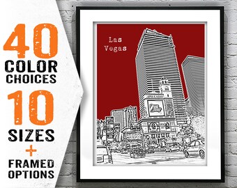 Las Vegas Skyline Poster Sin City Art Print Nevada Sign Item T1827